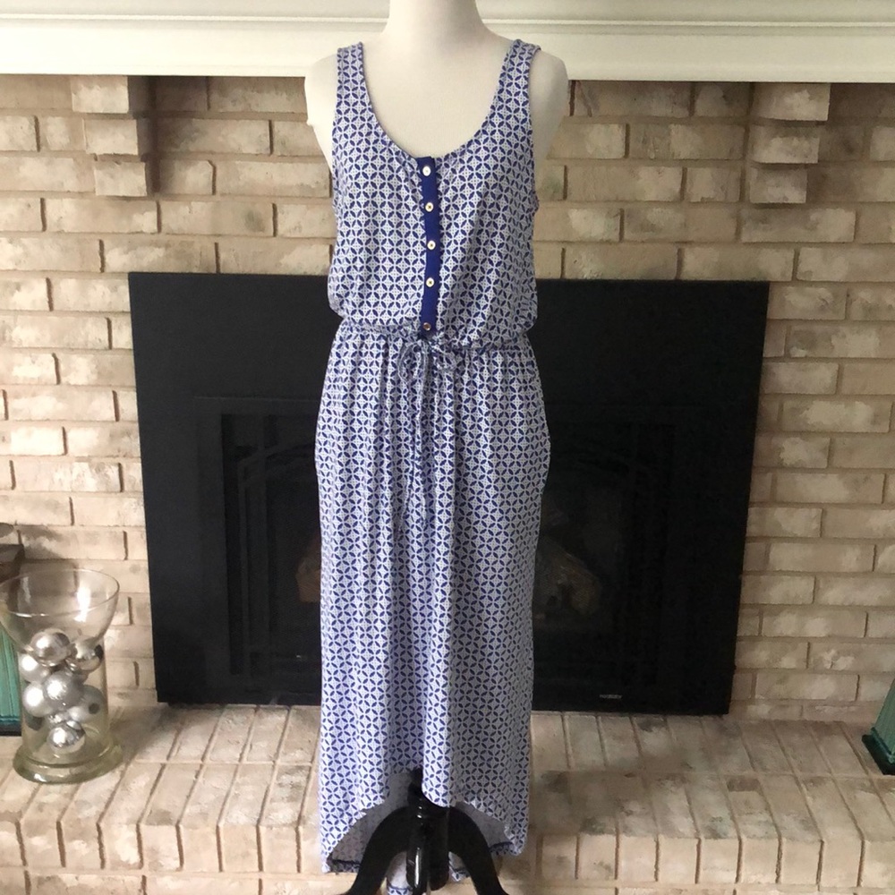 Gap Blue & White High Low Tank Maxi Dress size Small
